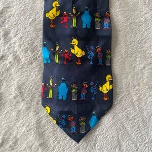 Sesame Street Colorful Character Patterned Tie 100% silk